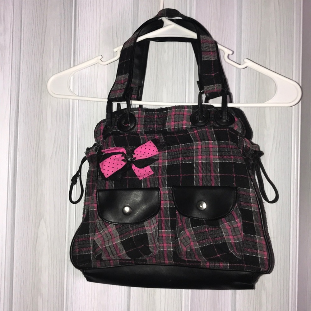 Hot pink and black purse